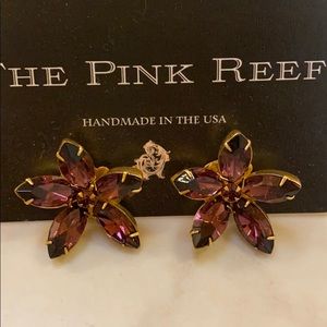 NWT pink reef purple flower earring